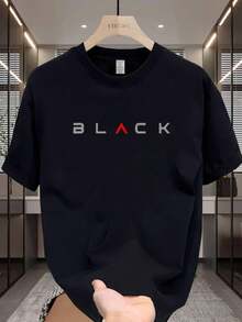 Camiseta Básica Hombre 100% Algodón Manga Corta Casual con Estampado Playera Hombre Lisa Básica Algodón Manga Corta Verano Negro/Blanco - Negro - Ver 2