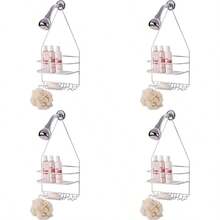 Rocky Mountain Goods - Cesta de ducha de acero inoxidable de alta calidad estantes designados para champú/jabón ganchos para maquinilla de afeitar incluye ventosa segura - Blanco - Ver 1