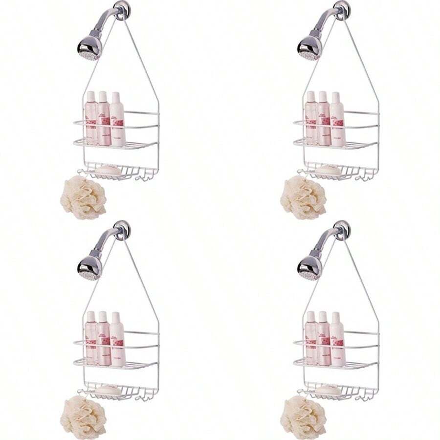 Rocky Mountain Goods - Cesta de ducha de acero inoxidable de alta calidad estantes designados para champú/jabón ganchos para maquinilla de afeitar incluye ventosa segura - Blanco - Ver 1