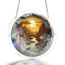 Acrylic Puzzles Suncatcher Window Hanging, 83 Pieces 7.4 Inch Sun Catcher Acrylic Puzzles Garden Decoration For Women Men Mom Birthday Gift Home Decor (Dawn Flower) - 洞穴裏的黎明 - 查看 8