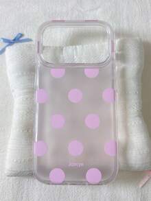可愛簡約圓點圖案糖果色半透明柔軟手機殼，適用於 iPhone 17 Pro Max 17Pro 17 16 Pro Max 15 Pro Max 14 Pro Max 16 15 14 Plus 13 Pro Max 17 11 12 Pro Max，輕薄防護磨砂背蓋 - 粉色 - 查看 3