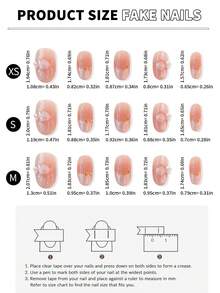 10pcs Handmade Press On Nails, Nude Cat Eye With 3D Flower Decoration, Short Oval Fake Nails For Daily Wear - Multicolor - View 8