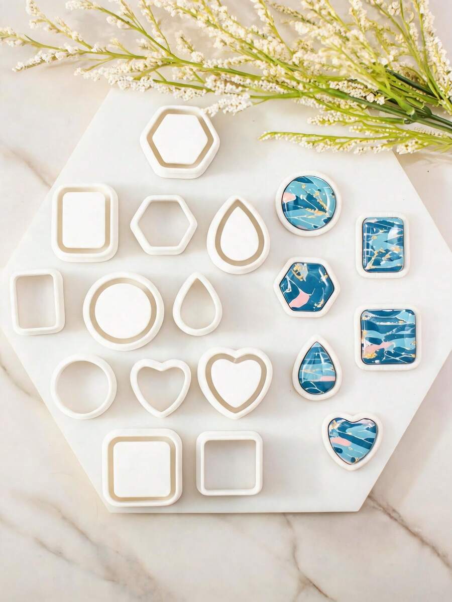 Cetakan Tanah Liat Berbentuk Geometris, Cetakan Tanah Liat Polimer yang Cocok untuk Anting-Anting Bingkai Berlapis, Sempurna untuk Perhiasan Gaya Minimalis, Modern, dan Boho, Menambah Kedalaman dan Dimensi pada Kerajinan Tangan - geometri - View 1