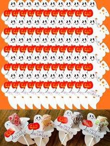 20 Stück Halloween Geister Kürbis Lutscher Dekoration aus Karton, Feiertags Party Geschenke, süßer Geister Süßigkeitenhalter und Feiertags Dekorationen, DIY Dekoration Karten, geeignet für Halloween Party Geschenke und Dekorationen, Halloween Party Zubehör, Trick or Treat Geschenke - Mehrere Stile - Übersicht 6