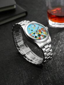 RICECGO 1pc Men's Classic Quartz Wristwatch, Suitable For Daily Wear, Business Meetings, Gifting As A Gift For Students Returning To School - Silver - View 2