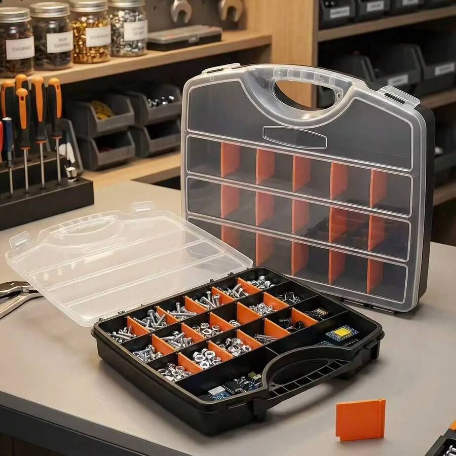 Caja de almacenamiento DIY para pintura de diamantes y bordado, caja de almacenamiento para mosaico de diamantes de arte de uñas, caja de almacenamiento multifuncional, caja de almacenamiento de piezas de herramientas de plástico, caja de almacenamiento de tornillos, caja de clasificación de accesorios de herramientas, caja de rejilla reforzada, caja organizadora de plástico ligera y portátil, con múltiples compartimentos, puede almacenar eficientemente piezas pequeñas y herrajes, caja de accesorios de herramientas manuales multifuncional de gran capacidad y resistente a la presión - 2002 - Ver 1