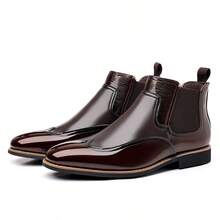 Men's British Style Ankle Boots, Vintage Handmade Boots, High-Top Chelsea Boots - Brown - View 5