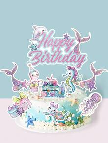 17pcs Mermaid Theme Cupcake Decorations, Mermaid Birthday Party Cupcake Decorations, Ocean Creature Mermaid Tail Pattern Cake Decorations, First Birthday Cake Decorations, Mermaid Birthday Party Decorations, Baby Shower Party Decorations, Birthday Party Supplies, Underwater World Party Decorations, Ocean Theme Birthday Decorations, Birthday Gifts, Party Favors - Mermaid - View 8