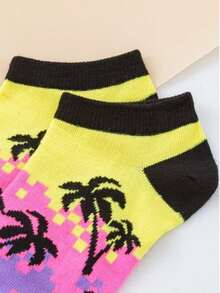 1/2/4/6 Pairs Random Women Fruit Strawberry & Banana Pattern Socks, European And American Style, Comfortable & Breathable Ankle Socks - Multicolor - View 5