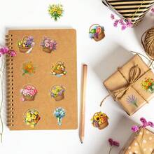 50Pcs New PET Transparent Flower Stickers Colorful Floral Decals Waterproof Decor For Fridge Bottle Daily Items - 50 PCS - View 7