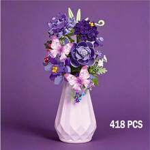 529/418/398/329 Pcs-Building Block Flower Bouquet DIY Set, Construction Block Toy, Flowers With Vase, Birthday Gift For Adult Women, Valentine's Day Gift, Valentine's Day Party Gift, Flower Arrangement Enthusiasts - Multicolor - View 5