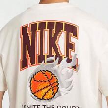 Nike Men's Basketball Graphic Print Cotton T-Shirt, Comfortable, Breathable, Sweat-Wicking, Crew Neck, Short Sleeve, Beige - Light Khaki - View 7