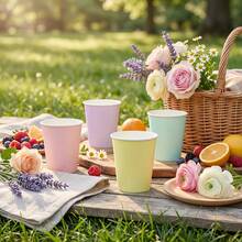 10/20/40pcs Macaron Color Paper Cups, Multi-Color | Macaron Rainbow Disposable Drinking Cups | Mixed Soft Tone Party Tableware, Suitable For Birthday, Ice Cream, Tea Party, Bridal Shower, Gender Reveal Occasions - View 3