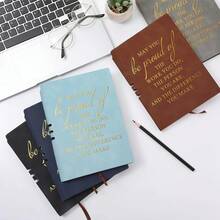1pc/100 Sheets Inner Pages Office Study Minimalist Soft Cover Notebook, Administrative Meeting Record Book, Incentive Plan Planner, Encouragement Gift For Employees And Friends - A5 Soft Leather Notebook [grayish Green] - View 5