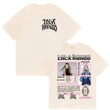 Singer Lola Indigo Akelarre Tour 2025-2026 Graphic T Shirts For Men Women Vintage High Quality Oversized Cotton T-Shirts Streetwear - 白色 - 查看 7