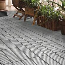 Dalles de terrasse en WPC 30x30cm pour balcon, lot de 11 avec système de clipsage, 1㎡ de revêtement de balcon, dalles de sol pour balcon et jardin, gris foncé/gris clair/marron/marron café - 11 pièces de 30*30 cm - Voir 8