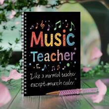 1 Peça Caderno Espiral Estético para Professor - Design de Professor de Música com Notas Musicais Coloridas, Escolha Ideal para Suprimentos de Escritório e Escola, Presentes que Professores Apreciam - D - Visão 4