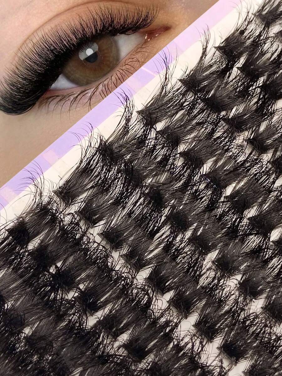 160PCS D-Curl 100D Cat Eye Lashes Clusters MIX 10-18mm Wispy Natural Fluffy Thick Reusable Eyelashes , For Daily Makeup Lash Clusters, Eyelash Extension Natural Lash Clusters,Lash Tech Supplies,Tail Elongated - D - View 1