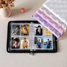 Carpeta con cremallera de encaje de corazón de gran capacidad tamaño A5/A6, bolsa de almacenamiento de pegatinas, juego de cuaderno portátil, carpeta de documentos, álbum de sellos, libro de pegatinas, estuche para lápices, páginas de repuesto transparentes A5, páginas de repuesto transparentes de PP, álbum de fotos, libro de ahorros, bolsa de almacenamiento de documentos - Corazón A5 - Ver 7