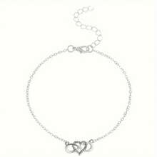 Pure Silver Ankle Chain - 925 Pure Silver Mini Infinity Symbol Heart-Shaped Bead Chain Fine Chain-Style Ankle Chain, Exquisite Female Foot Accessory - Silvery - View 2