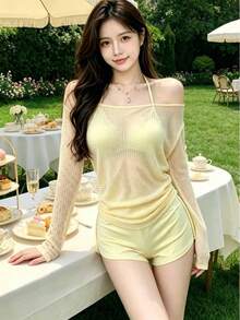 Women Bikini Sets - Light Yellow - View 3