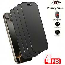 CASECOPS 4pcs Privacy Screen Protector For Smartphone, Scratch-Resistant Tempered Glass Full Coverage Glass Film, Compatible With IPhone 17 Pro Max/17 Pro/17/16 Pro Max/16 15 14 13 12 11 Pro Max/Plus, Anti-Fingerprint Privacy Glass Screen Protector - 4Pcs - View 11