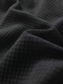 Men Waffle Knit Casual Shorts Textured Fabric Striped Hem Label Patch Elastic Drawstring Waist Loose Fit Summer Streetwear Athletic Workout Sports - Black - View 7