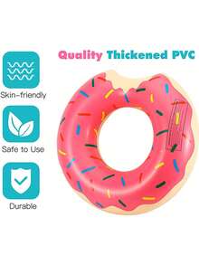 Inflatable Swim Ring, PVC Material, Unisex, Underarm Style, Donut And Watermelon Shapes Available, Suitable For Summer Water Sports, Pool Parties, Beach Parties, Swimming Pools, Beaches And Summer Vacation Swim Rings - Multicolor - View 9