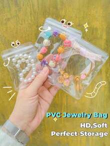 100/30/10pcs PVC Transparent Sealed Jewelry Bags, Jewelry Storage Bags, Small Transparent Jewelry Bags, Used For Storing Souvenirs. - Transparent - View 7