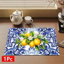 1pc, Home Decor, Vintage Lemon Pattern Printed Absorbent Mat, Dish Drying Mat, Espresso Machine Countertop Absorbent Mat, Draining Mat, Sink Drainage Mat, Soft Faucet Absorbent Mat, Sink Coaster, Kitchen Supplies, Bathroom Supplies - Multicolor - View 16