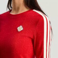 Adidas 新款運動休閒修身長袖女 子圓領T卹 - 紅色 - 查看 3