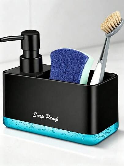 Dish Soap Dispenser Bottle With Sponge Holder, 2-In-1 Kitchen And Bathroom Countertop Mini Soap Dispenser, Suitable For Dish Soap, Hand Soap, Lotion And Body Wash