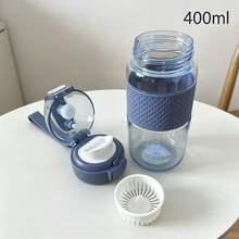 1pc Flip-Top Direct Drinking Water Bottle, Designed For Students, Leak-Proof And Easy To Clean, Built-In Portable Handle, Suitable For School And Outdoor Camping - Dusty Blue - View 7