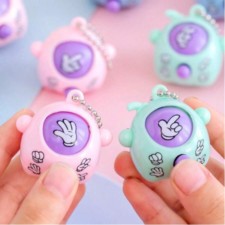 6/12/15pcs Creative Mini Rock Paper Scissors Game Keychain - Multicolor - View 1