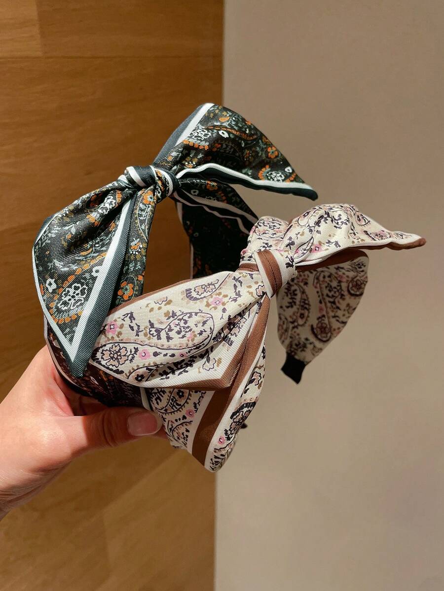 1件女款優雅溫柔百搭波西米亞小碎花蝴蝶結兔耳髮帶，適合日常使用、居家、學校、海邊度假、通勤、派對、節日、生日禮物，適合日常與休閒海邊度假，高顱頂髮帶髮圈，髮飾禮物，海邊度假、約會、通勤，易於造型，實用好物！髮帶