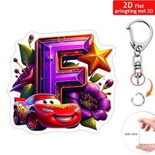 Bộ móc khóa 2D phẳng 1 chiếc, hình hoạt hình chữ cái hoa xe hơi, mặt dây chuyền acrylic chủ đề giấc mơ "A-Z" kèm dây xích, phụ kiện treo túi sáng tạo - Nhiều màu - Xem 17