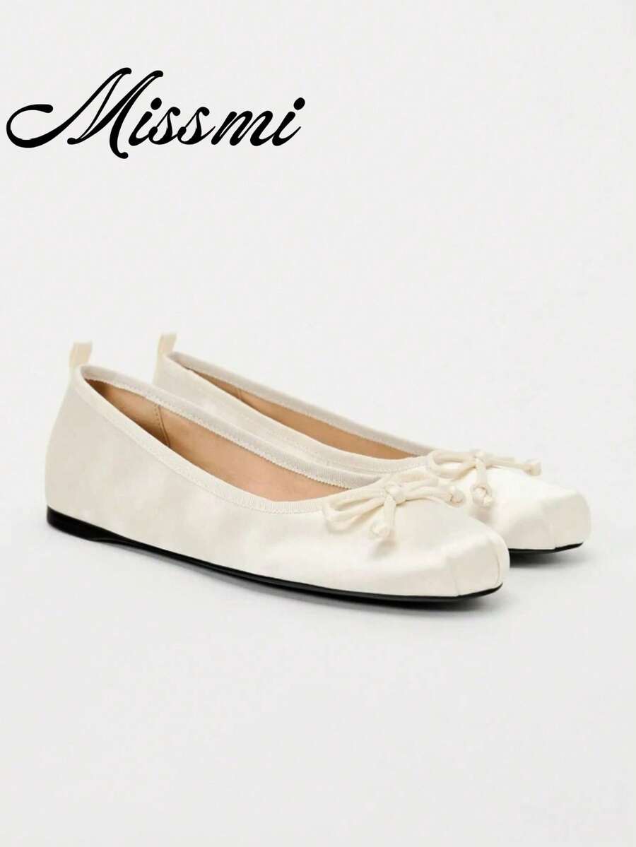 2026 Spring/Summer New Arrival Women Shoes, Bow Decor Ballet Flats - White - View 1