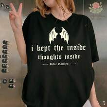 "I Kept My Inner Thoughts Inside" T-Shirt, Dragon Rider Sweatshirt, Quest Squad Sweatshirt, Fourth Wing T-Shirt, Gift For Book Lovers, Ridoc Gamlyn Quote, New For 2026, Ridoc Gamlyn Fourth Wing T-Shirt, Dragon Rider Bookish Graphic T-Shirt - 黑色 - 查看 1