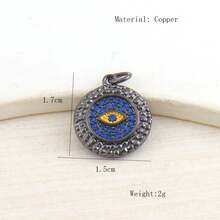 1 pieza colgante premium de cobre con microincrustación de circonita, estilo nuevo personalizado hip-hop, sobre con ojo malvado, serie negra, accesorio versátil hecho a mano para pulsera, collar, bolso y pendientes DIY - Multicolor - View 6