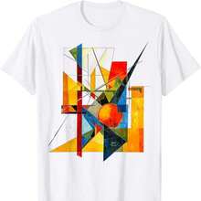 Camiseta con arte geométrico abstracto y colorido. - Blanco - Ver 1