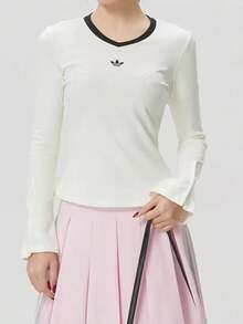 Adidas New Sporty Casual Slim-Fit Long-Sleeved Round Neck T-Shirt For Women - White - View 1