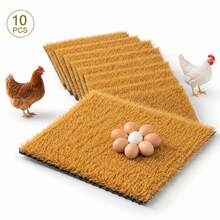 10 Pack Reusable Chicken Nesting Pads, 30*30cm Washable PE Turf Mats For Poultry & Small Pets - Yellow - View 6