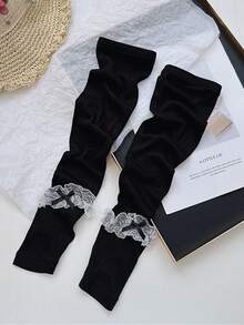 1 Pair Lace Bow Open-Finger Arm Sleeves, Soft Thin Breathable Styling Arm Warmers - Multicolor - View 2