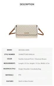 Michael Kors Jet Set Item Printed Women's Shoulder Strap Crossbody Bag 35H8GTTC6B VANILLA - 香草色印花/橡果棕色35H8GTTC6B VANILLA - 查看 9
