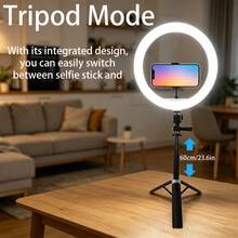 12 Inch Dimmable LED Ring Light With 60cm Selfie Stick Tripod, Adjustable 3 Color Temperatures, Universal For Live Streaming/Makeup/Photography/Travel - 12-inch Fill Light + 60cm Selfie Stick Tripod - View 3