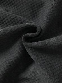 Men Waffle Knit Casual Shorts Comfort Fabric Elastic Drawstring Waist Patch Label Side Pockets Loose Fit Summer Streetwear Athletic Workout Black - Black - View 5
