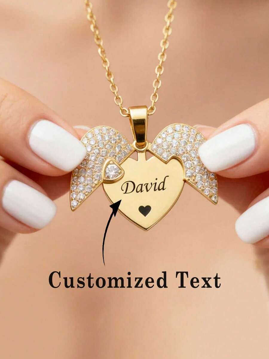1 st personlig present, graverat hjärthalsband, morsdagsgåva, present till mamma, anpassningsbart halsband med namn och datum, valfri text, present till henne, födelsedag, årsdag, present till mamma eller mormor/farmor - Multifärgad - Visa 1
