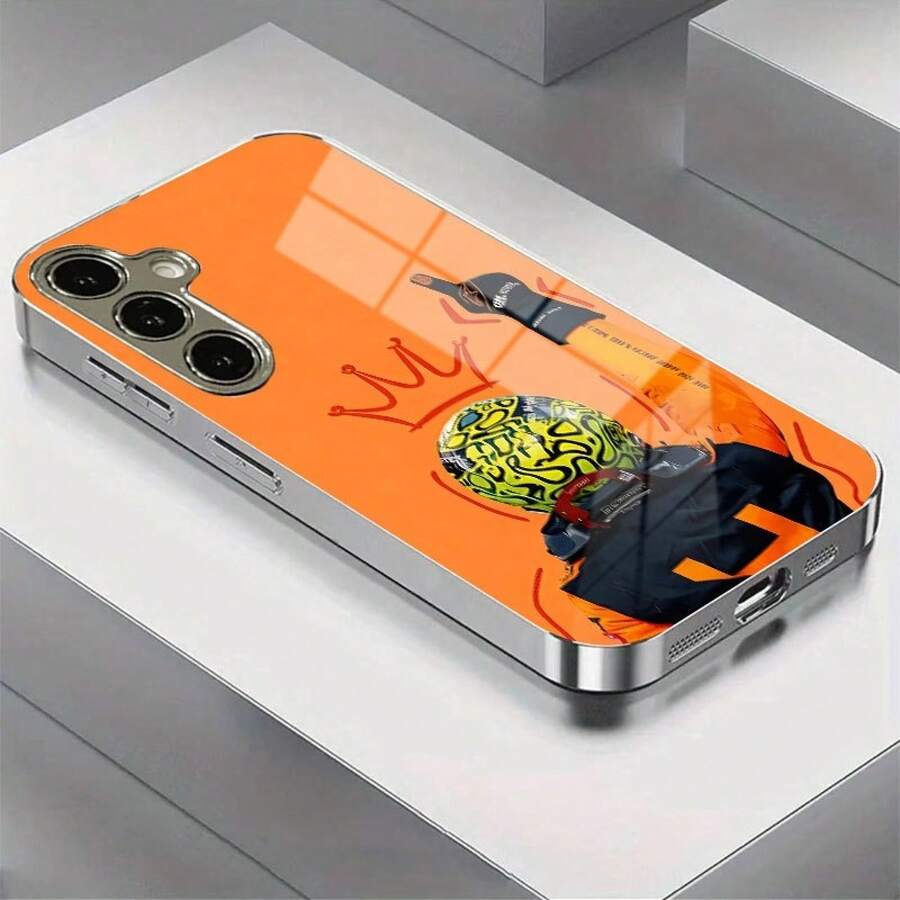 24h Shipping From DE | Racing Driver Crown Pattern New Electroplated Glass Case With Anti-Stain, Camera Protection & Shockproof – Stylish & – Compatible With Apple 11/12/13/14/15/16/17 Pro Max/Plus/SE/Air – Perfect Gift – For Samsung Galaxy S21/S22/S23/S24/S25 Ultra - 1 Piece Of Picture Color - View 1
