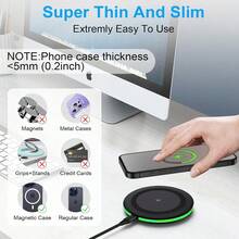 15W快速無線充電器，便攜式無線充電墊，兼容Phone 18/17/16/15/14/13/12/SE/11/11 Pro/XS Max/XR/X/8全系列；亦兼容 S23/S22/Note系列及其他Android手機，支持Qi通用無線快充，適用於居家、辦公室、宿舍等多種場景 - 白色 - 查看 5