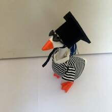 Graduation Desktop Goose Outfit Creative Mini Plastic Goose Striped Clothes, Hat, Sunglasses For Home Party Decor - B - 查看 6